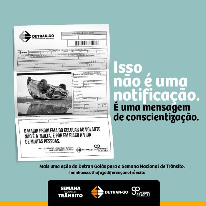 Detran-GO enviou notificações ilustrativas para alertar sobre riscos de acidentes – Foto: Divulgação