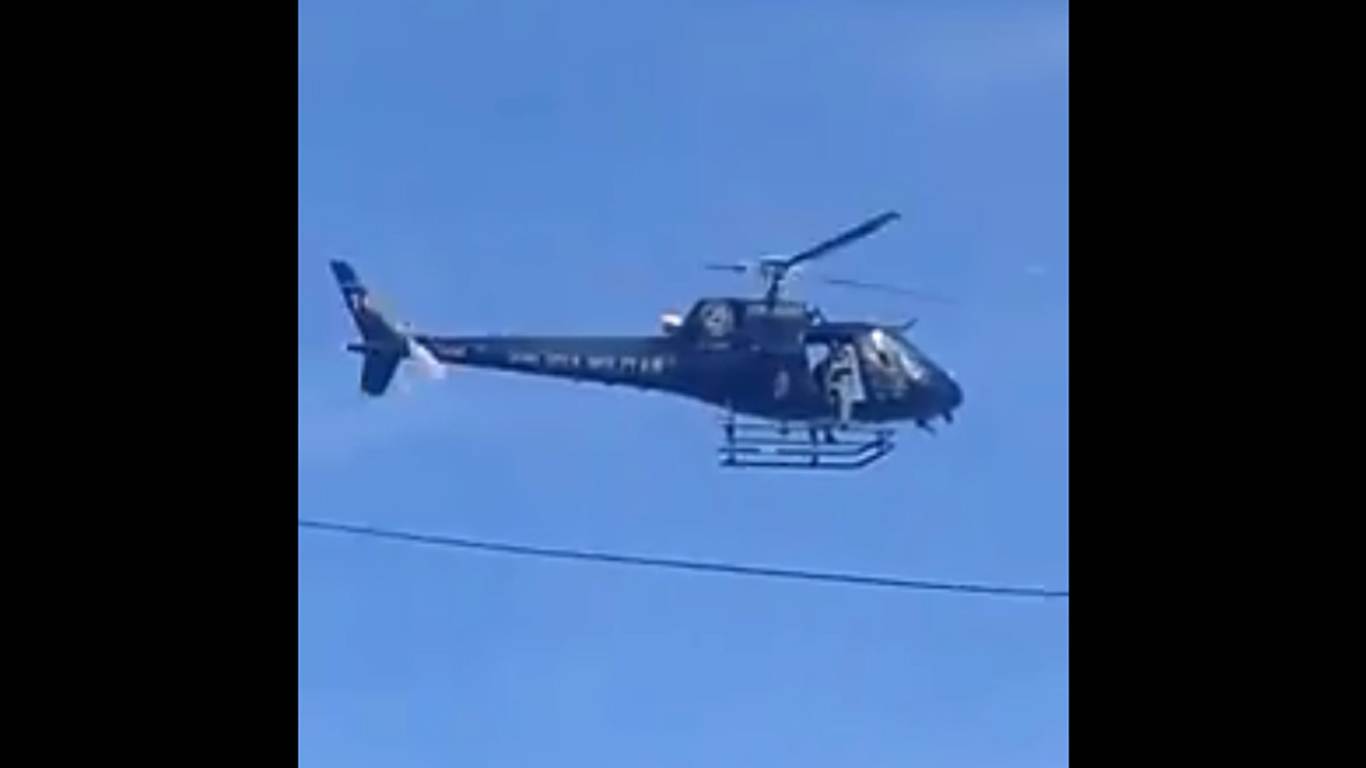 Helicóptero da PM flagra carro roubado e participa de prisão em Goiânia | Foto: Reprodução/ Whatsapp