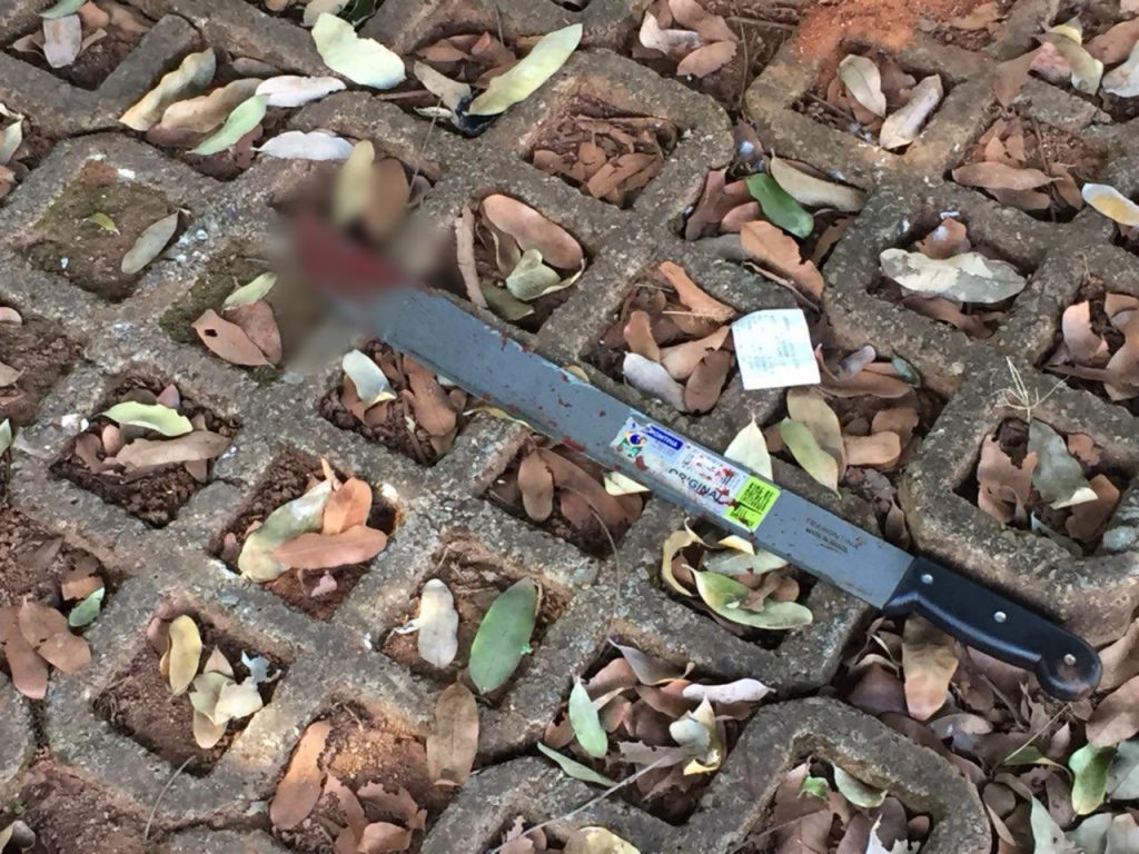 Facão utilizado para assassinar a vítima. Crime foi motivado por ciúmes | Foto: Divulgação Facão utilizado para assassinar a vítima. Crime foi motivado por ciúmes | Foto: Divulgação
