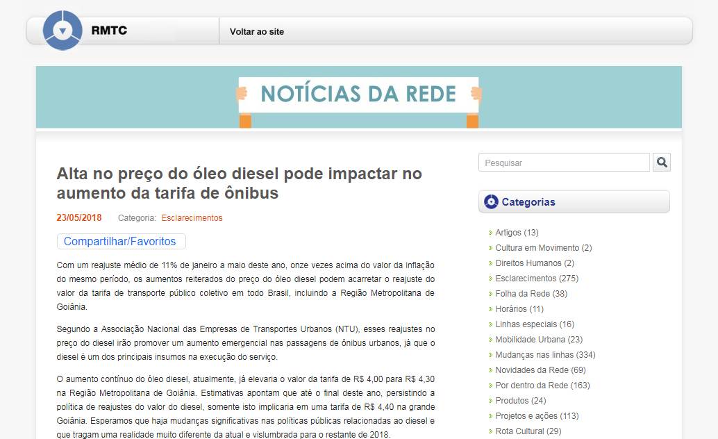 Nota da RMTC protesta contra preço do óleo diesel | Foto: Reprodução