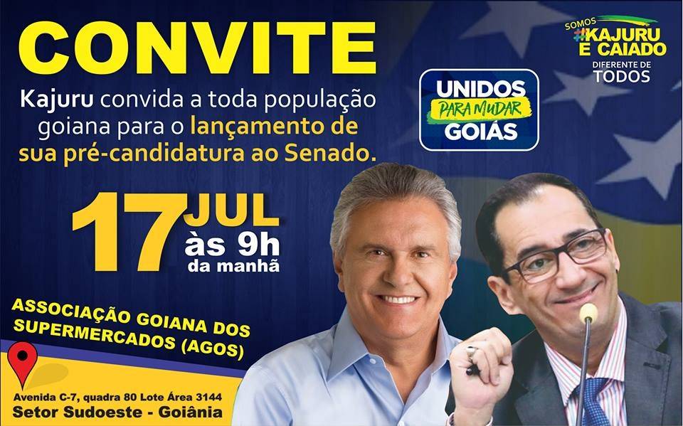 Lançamento da pré-candidatura ao Senado de Kajuru será na próxima terça-feira, 17 | Foto: Divulgação