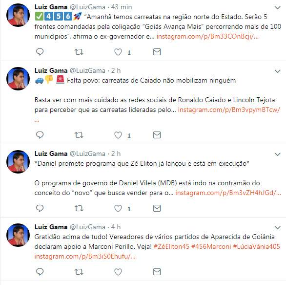 Tuítes do radialista Luiz Gama | Foto: Reprodução / Twitter
