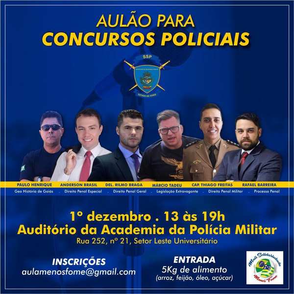 Curso para carreiras policiais é ofertado gratuitamente em Goiânia | Foto: Divulgação