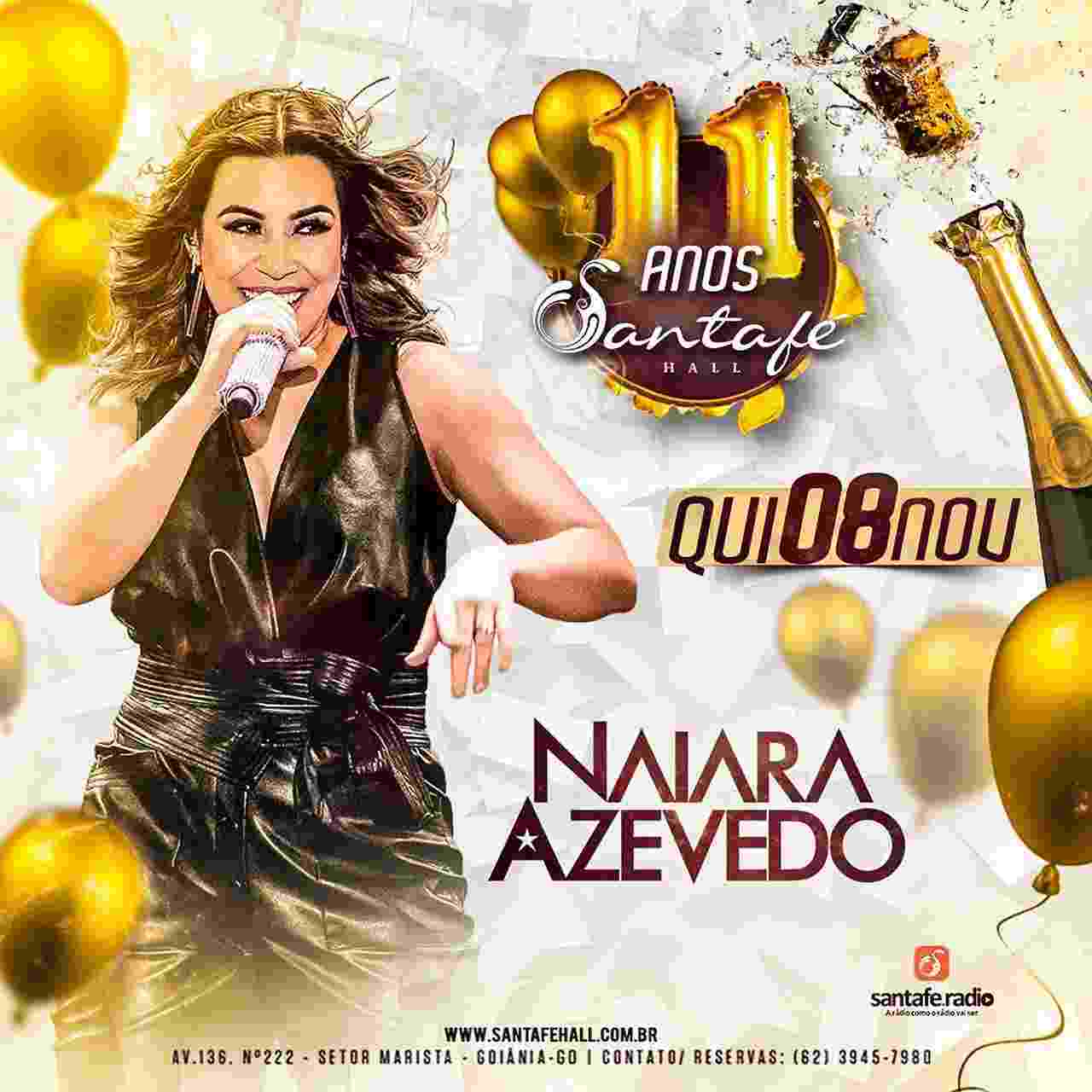 Naiara Azevedo fará show em comemoração dos 11 anos da Santafé Hall | Foto: divulgação