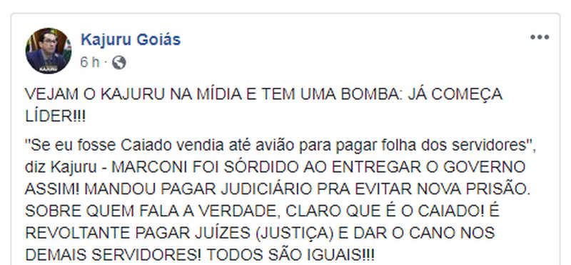 Kajuru critica empenho de salário do Judiciário e não de demais servidores | Foto: Reprodução