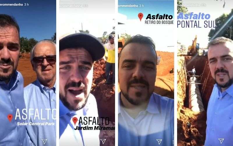 Mendanha divulga frentes de asfalto em Aparecida nas suas redes sociais | Foto: Reprodução