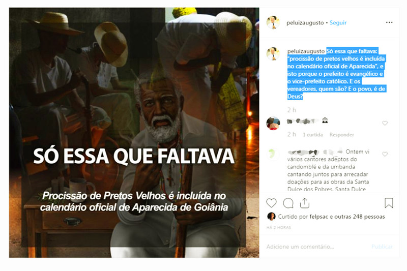 'Só o que faltava', diz Padre Luiz sobre Dia de Pretos Velhos em Aparecida | Foto: Reprodução / Instagram