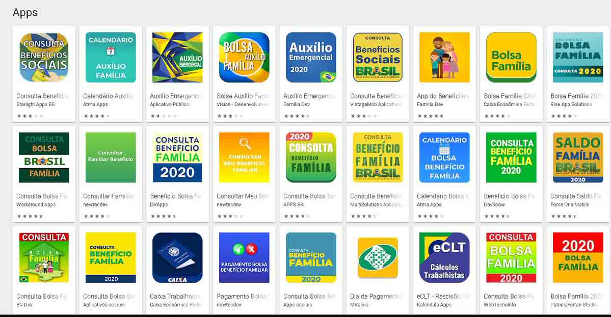 Aplicativo Auxílio Emergencial da Caixa é reproduzido em programas falsos | Foto: Reprodução