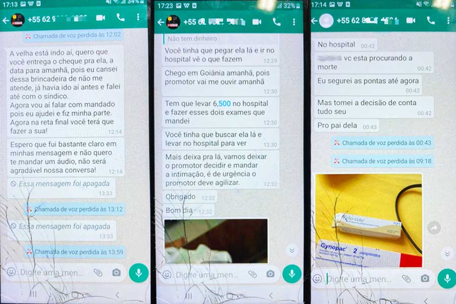 Ameaças constantes eram feitas pelo WhatsApp | Foto: Divulgação/PC-GO