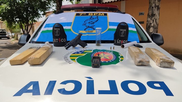 PM apreende drogas arma rádio Planalto